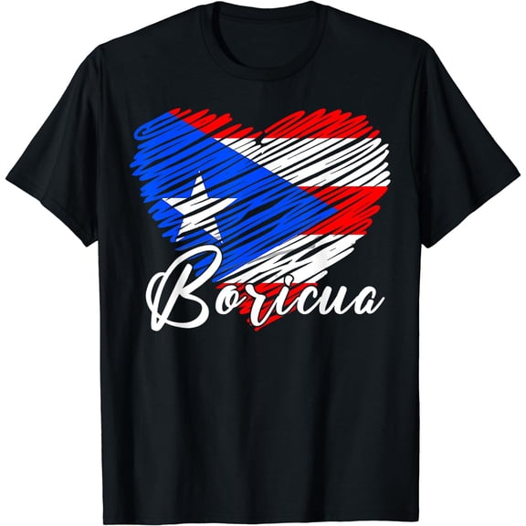 Puerto Rican Hispanic Heritage Boricua Puerto Rico Heart T-Shirt Black Small