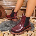 thumbnail image 5 of Willtoo Women's Chelsea Ankle Boots Round Toe Low Chunky Heel Short Booties Fashion Lug Sole Platform Fall Winter Booties Slip On Thick Platform Non Slip Shoes, 5 of 5