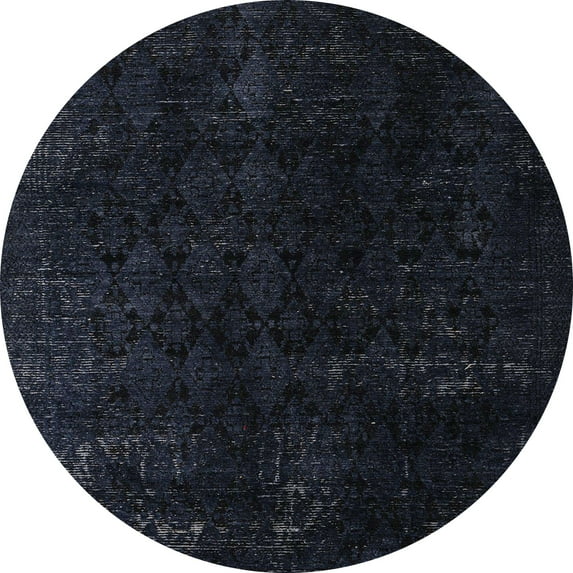 Ahgly Company Indoor Round Abstract Black Abstract Area Rugs, 7' Round