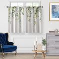 thumbnail image 2 of Watercolor Eucalyptus Leaves Kitchen Curtains: Farm Floral Botanical Short Cafe Curtains Decor for Dining Room Tier Curtains for Bathroom Rod Pocket Window Drapes 24 Inch Length 2 Panels Set, 2 of 5