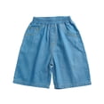 thumbnail image 2 of hengsof Boy's Summer Thin Elastic Waist Shorts Children's Solid Color Pocket Casual Summer Shorts Loose Comfortable Knee Length Shorts Ages 3-14 Years, 2 of 4