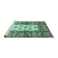 thumbnail image 2 of Ahgly Company Machine Washable Indoor Round Oriental Turquoise Blue Traditional Area Rugs, 5' Round, 2 of 4