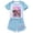 Light blue, variant on Girls' short sleeved set APHMAU children's girls' short sleeved T-shirt shorts sports set game cartoon fashion casual set, suitable for children aged 5-13