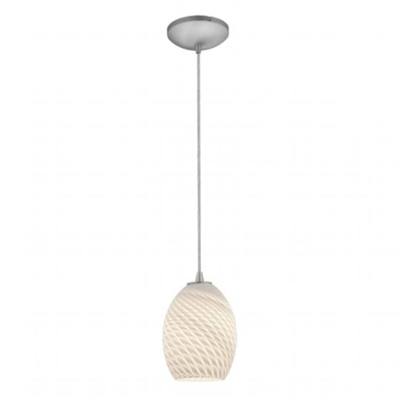 Accesslighting 28023-3C-BS-RUSKY Brandy FireBird A-19 LED Cordon Rouge Ciel Verre Pendentif&44; Acier Brossé