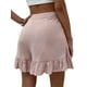 thumbnail image 4 of Txlixc Pantalones cortos casuales de verano para mujer, pantalones de pierna ancha de cintura alta de color sólido con dobladillo con volantes, S/ M/ L/ XL/ XXL Txlixc Estilo de ocio, 4 of 5