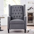 thumbnail image 3 of 27" Wide Manual Wingback Recliner Chair, Vintage Accent Chair, Recliner Chair with Nailhead Trim and Birch Legs, Tufted Single Sofa Chair, for Home, Living Room, Office, Bedroom, Gray, 3 of 7
