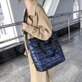 thumbnail image 4 of Bolsa Bolso de mano acolchado de algodón para mujer. bolso de hombro grande con cremallera (azul) Ehuebsd Nuevos Originales, 4 of 9