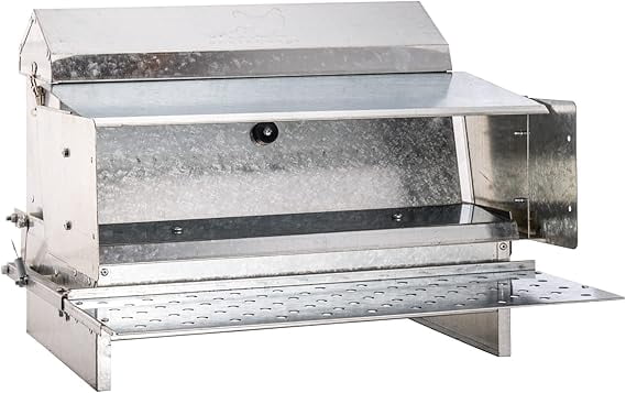 RentACoop Automatic Metal Treadle Feeder for Chicken, Bantams, Poultry, Pheasants, Ducks, and Fowl
