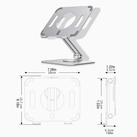 Foldable Tablet Holder Multi-angle Height Adjustable Aluminum alloy Tablet Stand Height Stand Mount Home Desktop Hand Free Laptop Bracket Gifts Silver