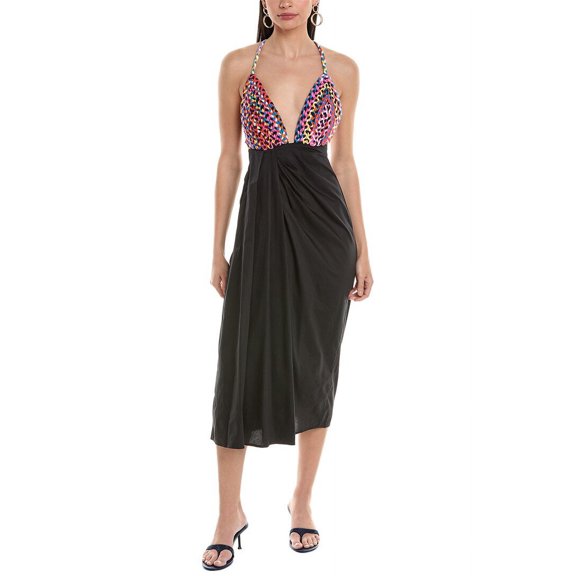 Mara Hoffman womens Jutta Linen-Blend Maxi Dress, 10, Black