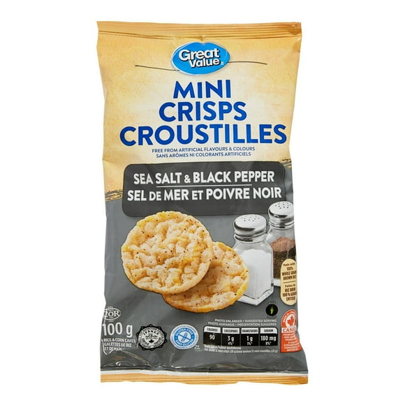 Mini croustilles sel de mer et poivre noir Great Value 100 g