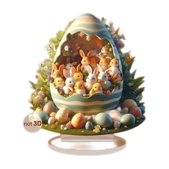 YingYouFu Easter 2D Acrylic Table Decoration Bunny Shape Stand for Home Living Room Bedroom Festive Centerpiece