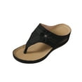thumbnail image 2 of Wavsuf Sandals for Women with Arch Support Solid Wide Casual Summer Black Sandals Shoes Size 5.5, 2 of 6