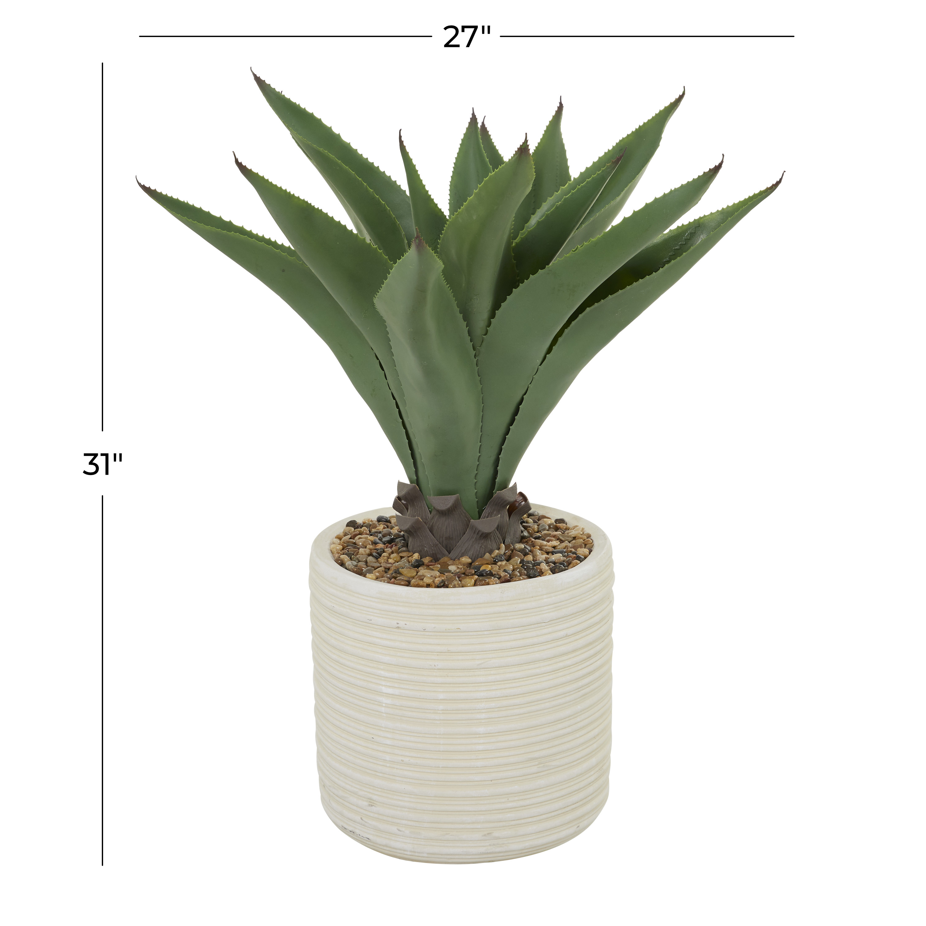 DecMode 31" Artificial Agave Plant in Realistic Leaves and Beige Ceramic Pot