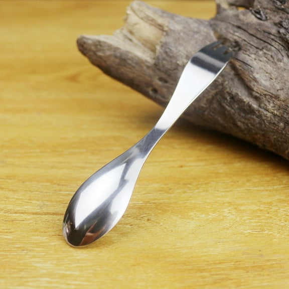Hytrove 2Pcs Multi-Function Tableware Stainless Steel Spork for Camping and Hiking Silver