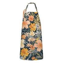 Pioneer Flower Floral Print Pattern Apron-Garden Aprons for Women with Pockets-Cotton Linen Waterproof Kitchen Cooking Gardening Aprons Adjustable for Kitchen,Cooking,BBQ and Salon 33x27 Inch