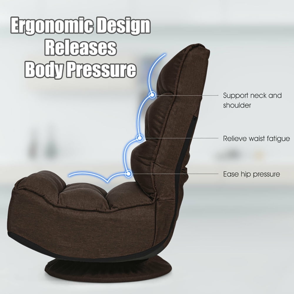 Finihen Folding Lazy Sofa Chair, Floor Chair, 5-Position Folding Floor Gaming Chair, for Living Room, Bedroom, for Gaming, Reading, Brown Finihen Folding Lazy Sofa Chair, Floor Chair, 5-Position Folding Floor Gaming Chair, for Living Room, Bedroom, for Gaming, Reading, Brown