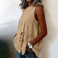 thumbnail image 4 of Dvprdro Womens Round Neck Tie Front Tank Top Linen Sleeveless Loose Fit Solid Summer Casual Tops, 4 of 7