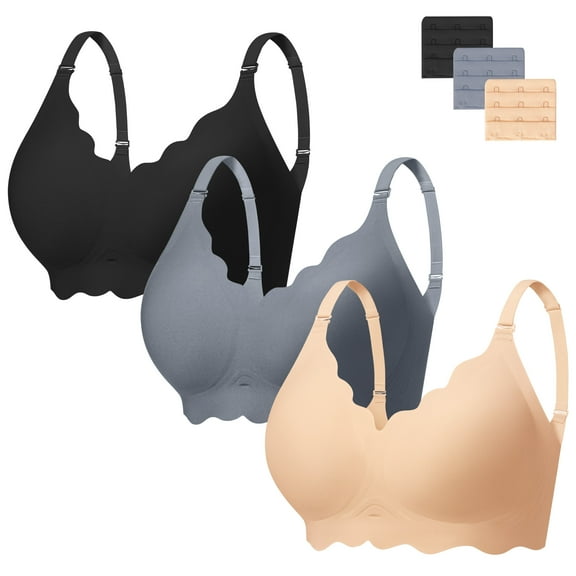 HBlife Seamless Bra Women Soft Jelly No Underwire Push Up Wireless Bralettes,3 Pack
