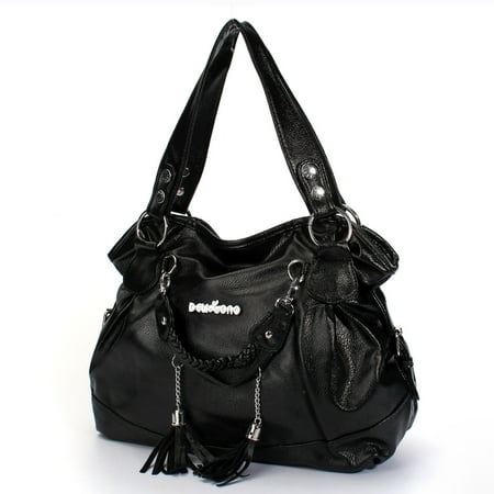 - PU Leather Handbag Shoulder Bag Travel Backpack Tote Tassel Large With Zipper For Women Girls Lady