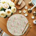 thumbnail image 2 of Pink Flowers Round 13 Inch Placemats Set of 8, Green Country Botanical Floral Leaves HeatResistant Non Slip Place Mats for Dining Table, Wipeable Braided Kitchen Table Mats for Housewarming, 2 of 9