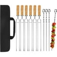 thumbnail image 1 of Brochetas profesionales para parrilla al aire libre, brochetas para kebab, diseño plano antivuelco, fácil extracción de alimentos, acero inoxidable grueso, reutilizables y aptas para lavavajillas,, 1 of 5