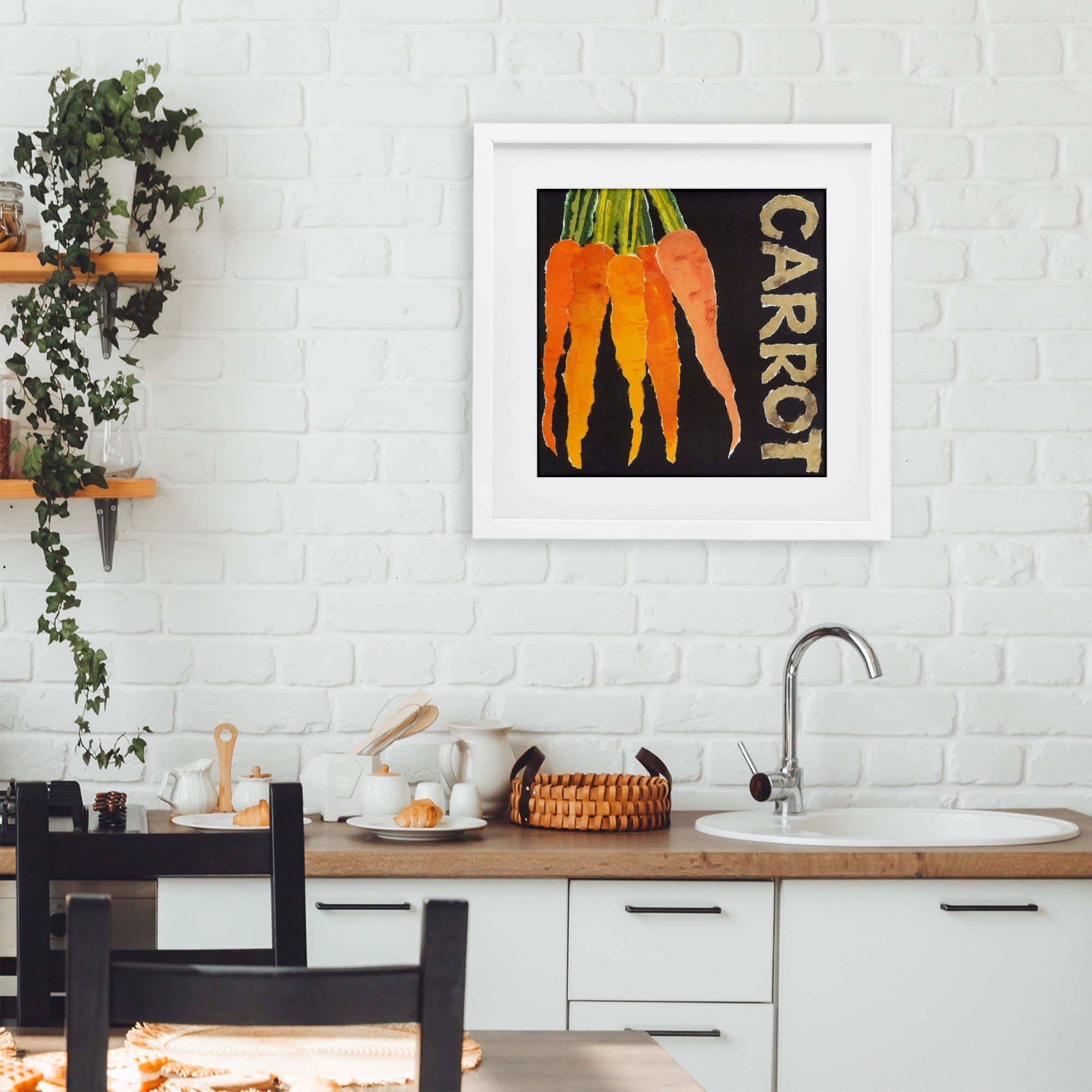 Stupell Industries Carrot Root Vegetable White Framed Print Under Glass, design by Nancy Overton