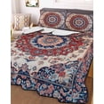 thumbnail image 3 of Quilts Queen Size, Red Navy Blue Boho Soft Comforter Bedding Set for Bed, Vintage Ethnic Geometric Lightweight Quilted Bedspread with Pillow Cover(2 Pieces) for All Season, 90x96 Inch, 3 of 6