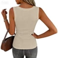 thumbnail image 3 of Domuza Womens Ribbed Tank Tops Casual Square Neck Sleeveless Tee Shirts 2026 New Slim Fit Comfortable Basic Blouses Beige M, 3 of 3