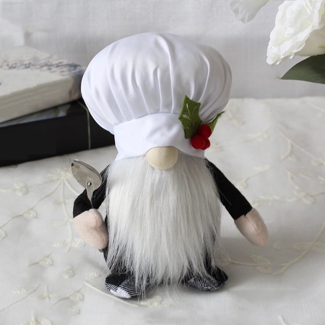 Hot6sl Ofertas de La Semana Adornos Navideños Muñeco de Chef Enano Festival de Muñecas Muñeco de Chef Festival de Muñecas Sin Rostro Adorno Decorativo