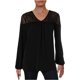 thumbnail image 1 of Blusa Campesina Michael Kors con yugo fruncido para mujer negro mediano, 1 of 2