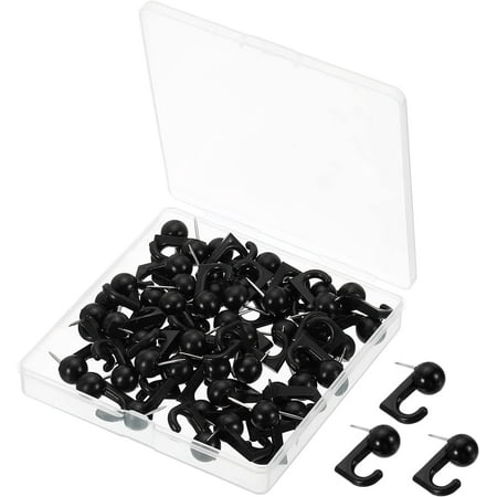 

Push Pin Hooks 50 Pack Plastic Head Wall Thumb Tacks Hanging Nails Pushpin for Map Photo Cork Board Black