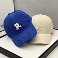 thumbnail image 2 of Fashion Corduroy Baseball Cap Ladies Letter R Snapback Hat Women Shopping Dress Up Adjustable Casual Caps Hip Hop Hats New Corduroy Baseball Cap for Men and Women - Cool Weather Hats, 2 of 7