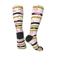 thumbnail image 4 of Daiia Sports Socks Gold Glittering Hearts and Flamingos Printed Novelty Crew Socks for Men Women Knee High Socks Cotton Socks Soft & Breathable Support Unisex Socks, 4 of 9