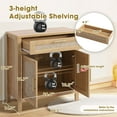 thumbnail image 3 of Magic Union Buffet Sideboard Storage Cabinet with Large Drawer,Rattan Accent Wood Cabinet TV Stand with 2 Doors and Adjustable Shelf for Bathroom,Kitchen,Living Room,Bedroom,Entryway Burlywood (1), 3 of 8