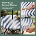 thumbnail image 5 of Round Outdoor Tablecloth with Umbrella Hole and Zipper, Ombre Navy Blue Grey Striped Tablecloth with Elastic Waterproof, Farmhouse Modern Stripes Patio Table Covers for 31" - 35" Picnic Pool Tables, 5 of 9