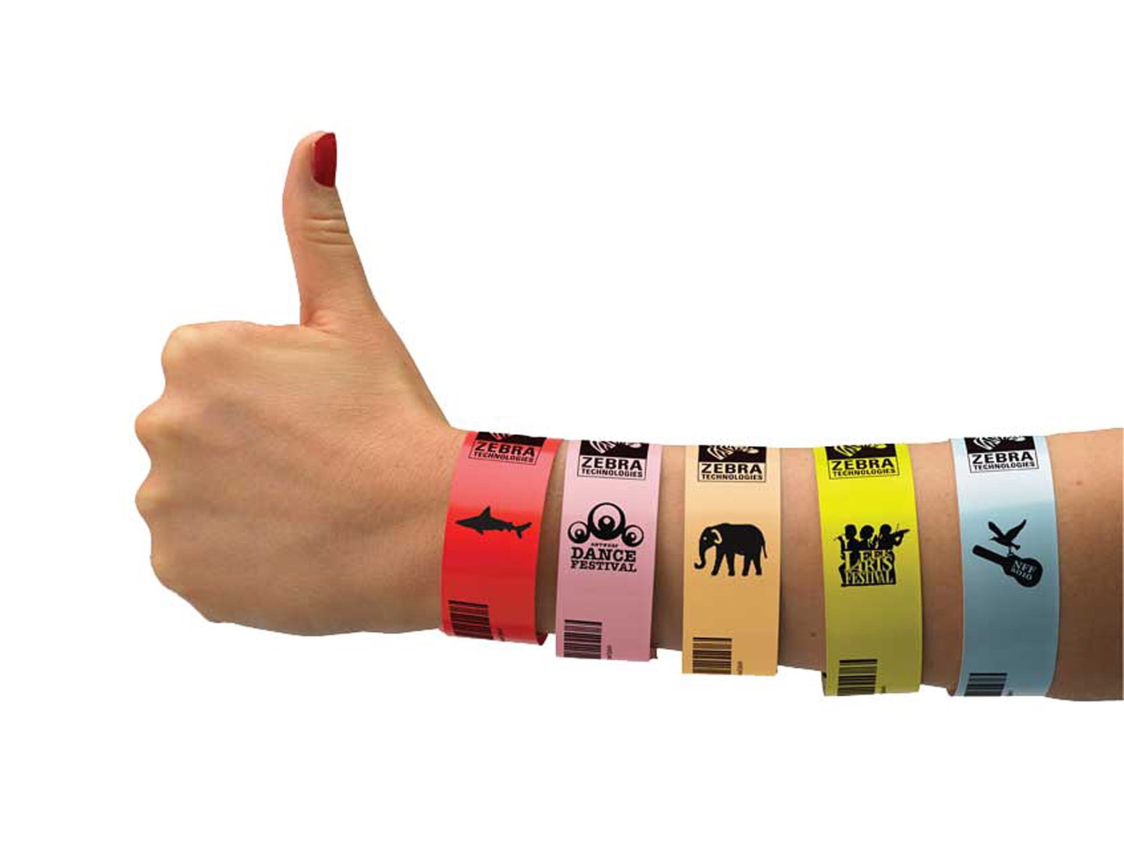 Zebra Z-Band Fun Wristband, Red, 1" x 10", 350 Wristbands Per Roll, 4 Rolls
