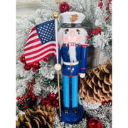 Santa's Workshop Marine Nutcracker with Flag - 14