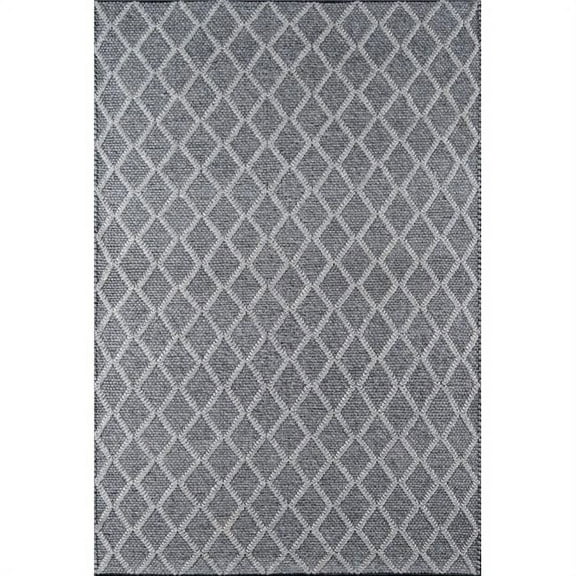 Momeni Andes Hand-woven Wool and Viscose Trellis Area Rug Charcoal 2' x 3' Wool,Viscose Geometric,Trellis 2' x 3' Indoor,Accent Grey Rectangle,Runner