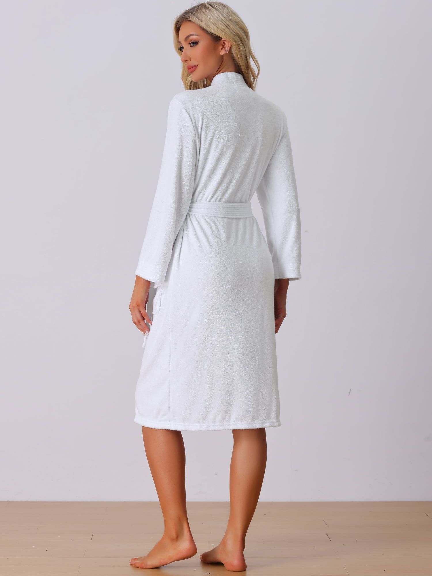 DARING DIVA Bath Robe Durable Luxury Spa Resort Hotel Bathrobe L White