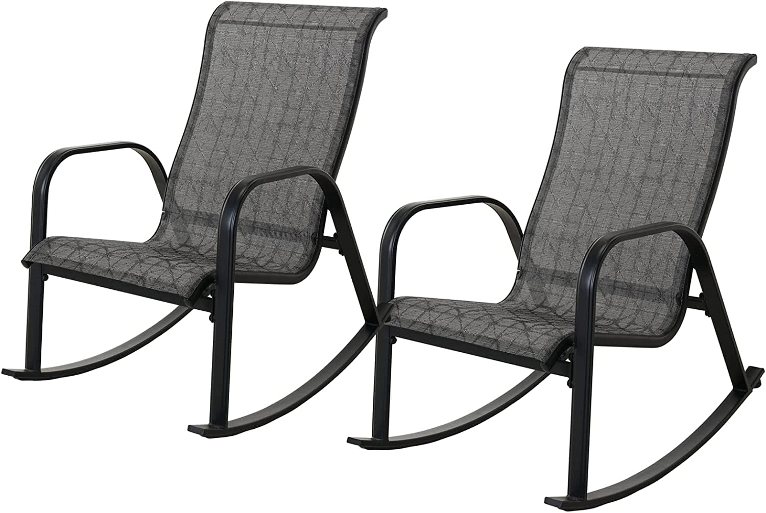 Grand Patio Modern Rocking Chair Set of 2 for Outdoor Balcony, Terrace, Black