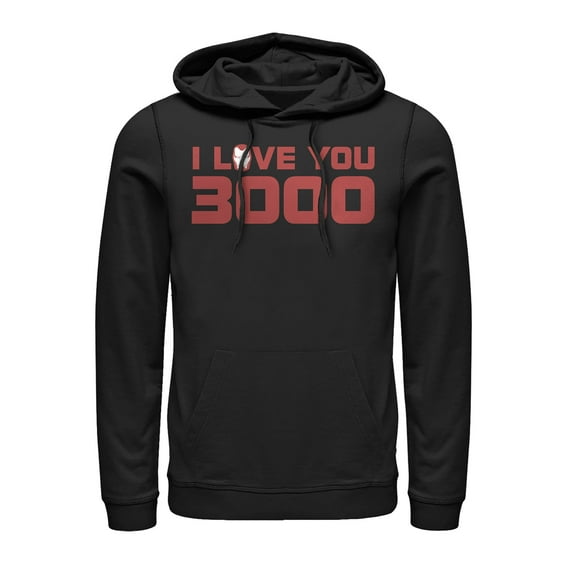 Men's Marvel Love You 3000 Stark Helmet Pull Over Hoodie Black Large