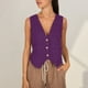 thumbnail image 3 of Chaleco Chaleco básico con cuello en V Estilo casual Traje de trabajo de oficina simple para mujer (Púrpura M) Ygjytge Púrpura T M para Mujer, 3 of 5