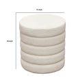 thumbnail image 5 of Benjara Accent Ottoman- 17 Inch- Ivory Boucle Upholstery- Round Stacked Design, 5 of 6