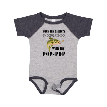 

Inktastic Pack My Diapers I Am Going Fishing with Pop-pop Boys or Girls Baby Bodysuit