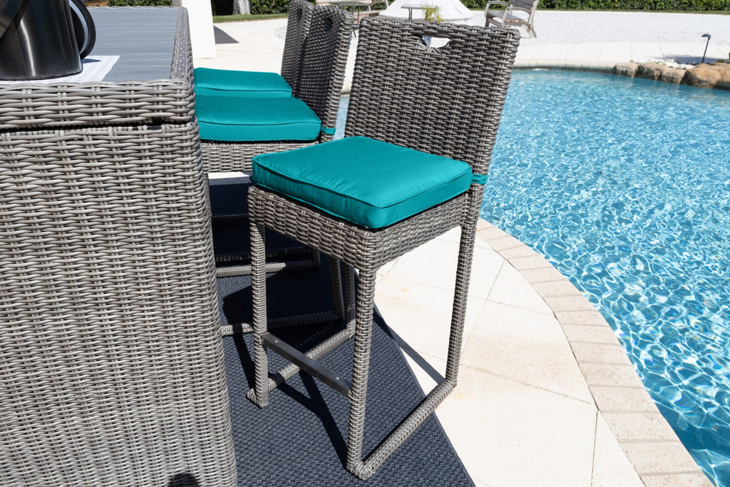 Tuscany 7-Piece Resin Wicker Outdoor Patio Furniture Bar Set with Bar Table and Six Bar Chairs (Half-Round Gray Wicker, Sunbrella Canvas Taupe ) - image 3 of 5