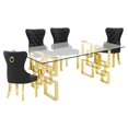 thumbnail image 1 of Rectangular Clear Glass 5pc Dining Set with Gold Stainless Steel Base, 1 of 3