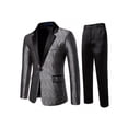 thumbnail image 2 of Men's Slim Fit Peaked Lapel Tuxedo Blazer Embossed Performance Formal Wear Printed Flap Pockets Suits for Prom Party Event Banquet Nightclub Ceremonies Photo, 2 of 9