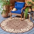 thumbnail image 2 of Safavieh Courtyard Dani Bordered Indoor/Outdoor Area Rug, Chocolate/Natural, 6'7" x 6'7" Round, 2 of 9