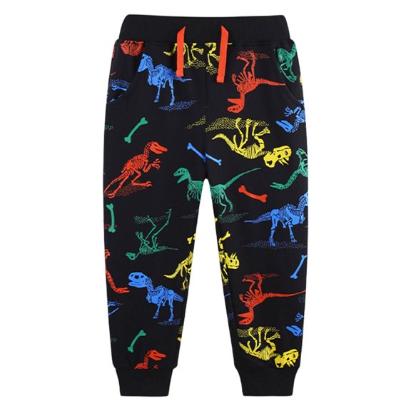 NOEGOEU Toddler Boys Sweatpants Cotton Pants for Kids Athletic Joggers with Drawstring Pockets (Black,4-5Years)